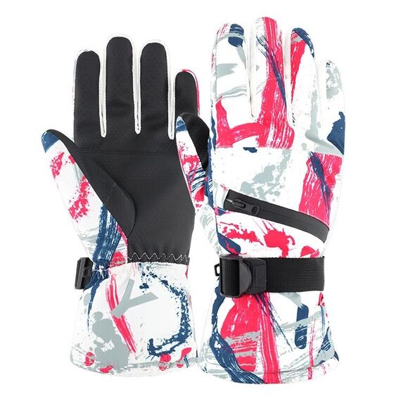 Guanti da sci termici invernali Guanti in velluto impermeabili per esterni Guanti da moto touch screen ispessiti, taglia: M (rosso)