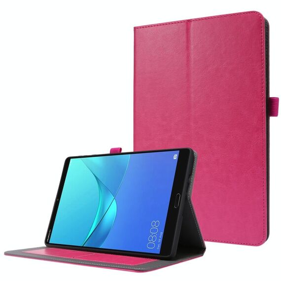 Per Huawei Honor Pad X6 Custodia in pelle flip orizzontale con struttura a cavallo pazzo con supporto pieghevole a 2 e slot per schede (rosa rossa)