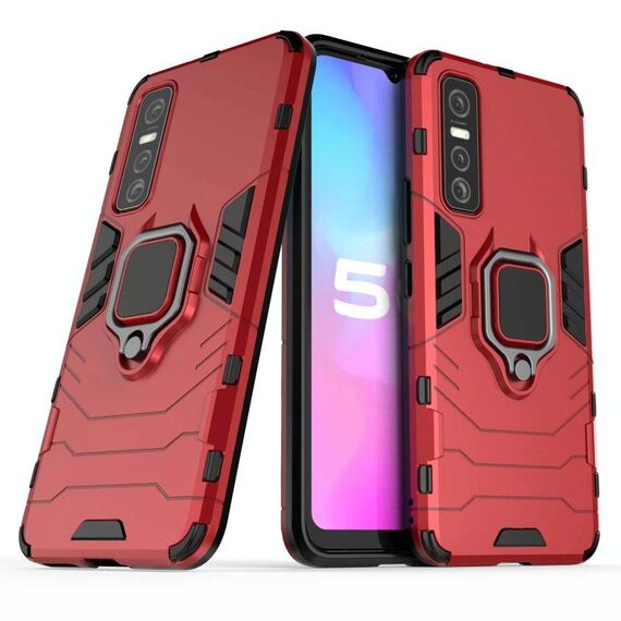 Custodia protettiva antiurto per PC + TPU vivo Y73s con supporto per anello magnetico (rosso)