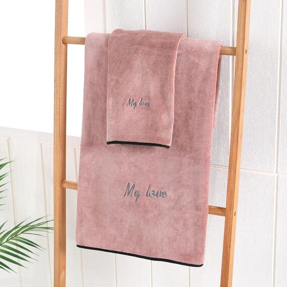 Asciugamano da bagno in fibra assorbente morbida e spessa, specifica: asciugamano + asciugamano da bagno (colore caffè)