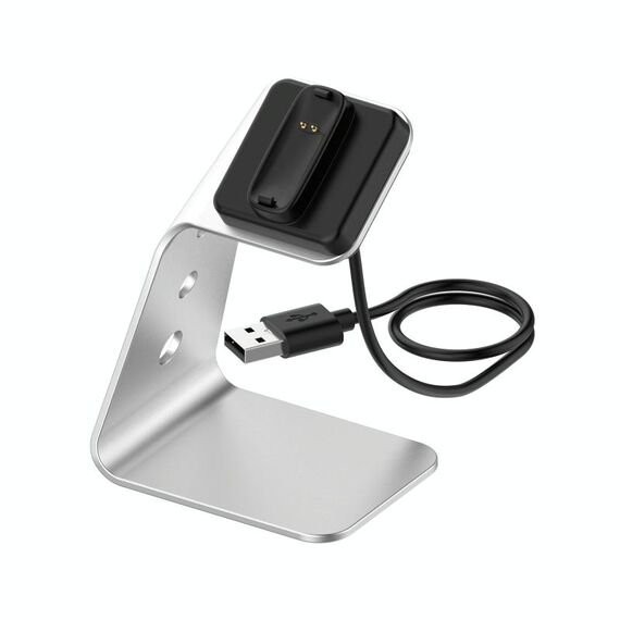 Per Fitbit Inspira 2 Portabatterie in lega di alluminio con protezione chip, supporto ricarica rapida (argento)