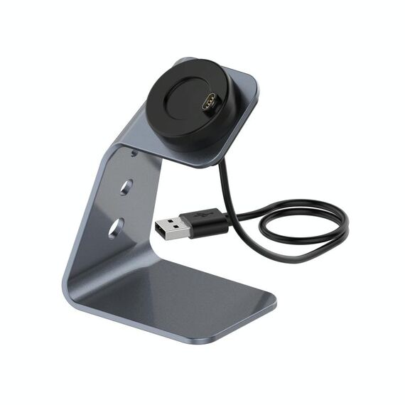 Per Garmin Forerunner 745 / Venu SQ / Fenix ​​6 Portabagiombante universale in lega di alluminio con protezione chip, supporto rapido ricarica, stile: interfaccia destra (grigio)