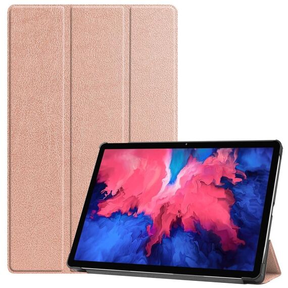 Per Lenovo Tab P11 TB-J606F / Tab P11 5G Custodia per tablet in pelle Custer con struttura a tre pieghe (oro rosa)