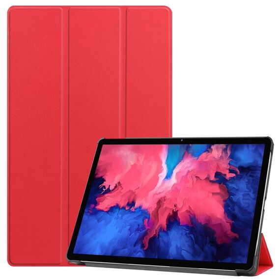 Per Lenovo Tab P11 TB-J606F/Tab P11 5G Custodia per tablet in pelle Smart con struttura a tre pieghe Custer (rosso)