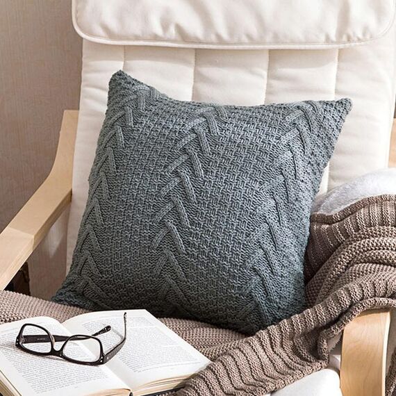 Home Lana Pillowcase a maglia, Colore: Grigio, Dimensioni: 45 x 45 cm