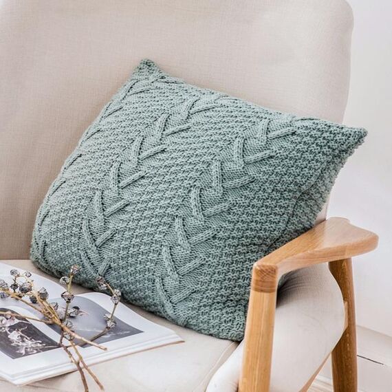 Home Lana Pilowcase a maglia, Colore: Lago verde, Dimensioni: 45 x 45 cm