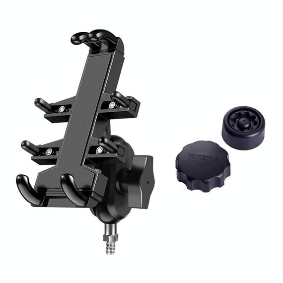 Manubrio per moto con testa a sfera con bullone M10 Multi-funzione Staffa per supporto di navigazione per cellulare in lega di alluminio a otto griffe con manopole antifurto, Larghezza del telefono: 6,5-10,2 cm