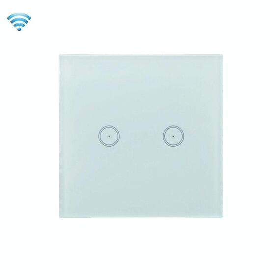 Wifi Wall Touch Panel Switch Controllo vocale Telecomando per cellulare, Modello: White 2 Gang (Zero Firewire Wifi)