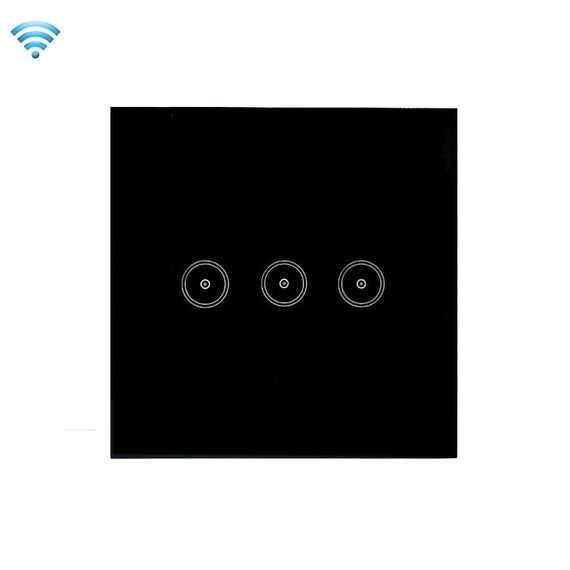 Wi-Fi Wall Touch Panel Switch Controllo vocale Telecomando per cellulare, Modello: Black 3 Gang (Zero Firewire Wifi)