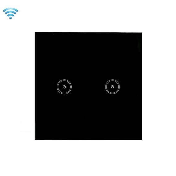 Wi-Fi Wall Touch Panel Switch Controllo vocale Telecomando per cellulare, Modello: Black 2 Gang (Single Firewire Zigbee)