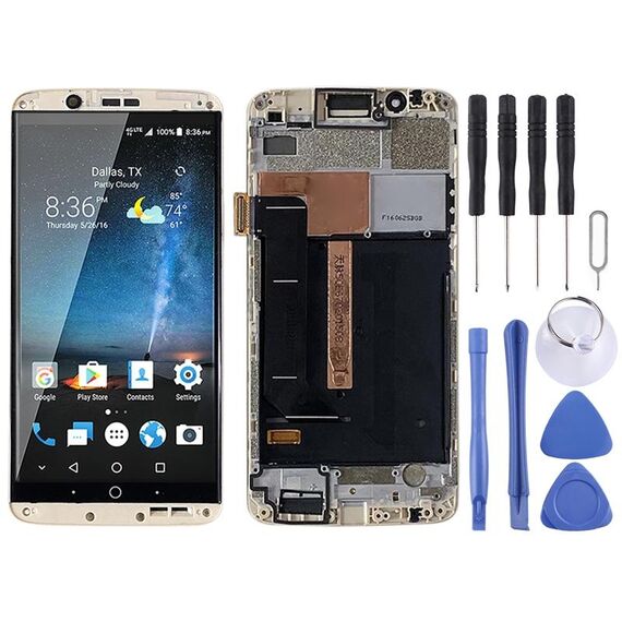 Schermo LCD originale AMOLED per ZTE Axon 7 A2017 A2017U A2017G Assemblea completa con cornice (oro)