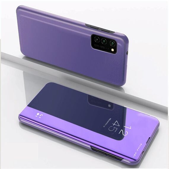 Per Samsung Galaxy S30 Custodia in pelle con flip orizzontale a specchio ultra placcato con supporto (viola blu)