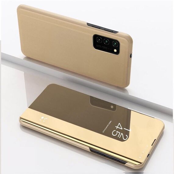 Per Samsung Galaxy S30 Custodia in pelle con ribaltamento orizzontale a specchio ultra placcato con supporto (oro)