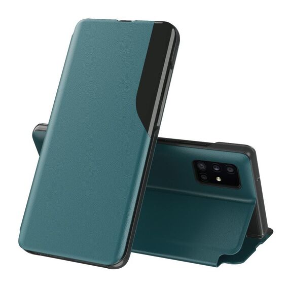 Per Samsung Galaxy S21 Ultra 5G Display laterale antiurto antiurto in pelle flip in pelle con supporto (verde)