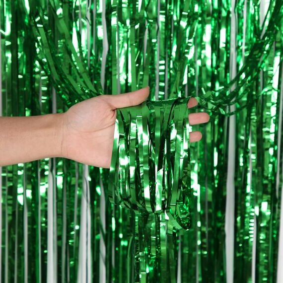 5 pezzi 1 x 2 m tenda di seta leggera pioggia decorazione festa festa foto sfondo decorazione murale (verde)