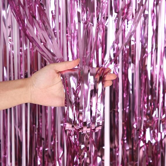 5 pezzi 1 x 2 m tenda di seta leggera pioggia decorazione festa festa foto sfondo decorazione murale (rosa chiaro)