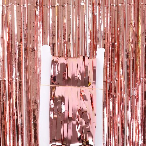 5 pezzi 1 x 2 m tenda di seta leggera pioggia decorazione festa festa foto sfondo decorazione murale (oro rosa)