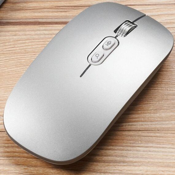 M103 1600 DPI 5 tasti Mouse wireless 2.4G Ricarica Ai Mouse intelligente per ufficio vocale, supporto 28 lingue (argento)