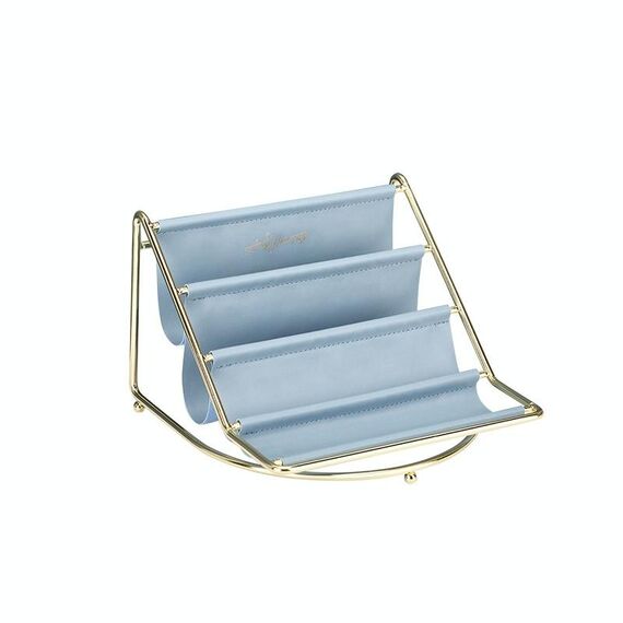 Rack da tavolo Multi-strato in ferro battuto Vassoio portaoggetti in pelle Chiavi Articoli vari Tablet Computer Orologi Organizzare ornamenti creativi, Colore: Blu Piccolo