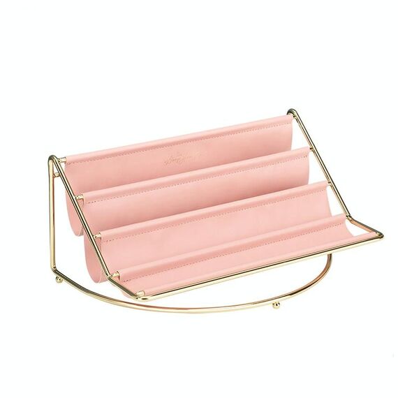 Rack da scrivania Multi-strato in ferro battuto Vassoio portaoggetti in pelle Chiavi Articoli vari Tablet Computer Orologi Organizzare ornamenti creativi, Colore: Rosa Grande