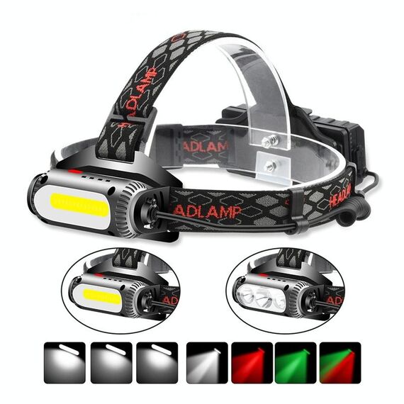 TG-TD113 T6 + COB CARICO USB CARICAMENTO USB Ruotatore multi-funzione bianco rosso e verde Tre sorgenti luminose (con set di ricarica)