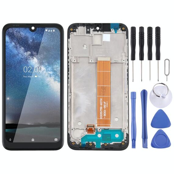 Schermo LCD originale per Nokia 2.2 TA-1183 / TA-1179 / TA-1191 / TA-1188 Digitizer Assemblaggio completo con cornice (Nero)