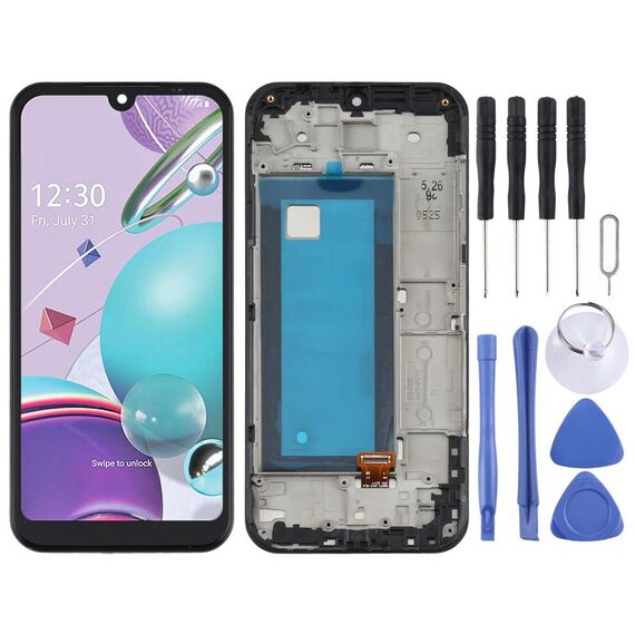 Schermo LCD TFT per LG K31 LM-K300Q, LMK300 Digitizer Assemblaggio completo con cornice (nero)