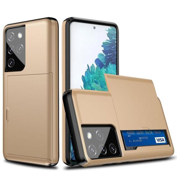 Custodia protettiva antiurto per Samsung Galaxy S21 Ultra / S30 Ultra con slot per scheda (oro)