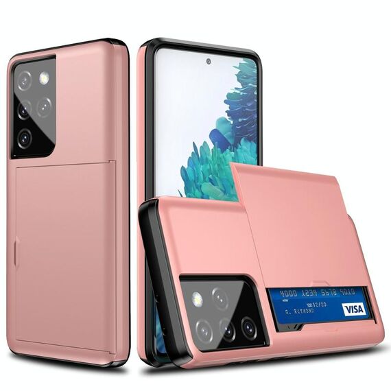 Custodia protettiva antiurto per Samsung Galaxy S21 Ultra / S30 Ultra con slot per scheda (oro rosa)