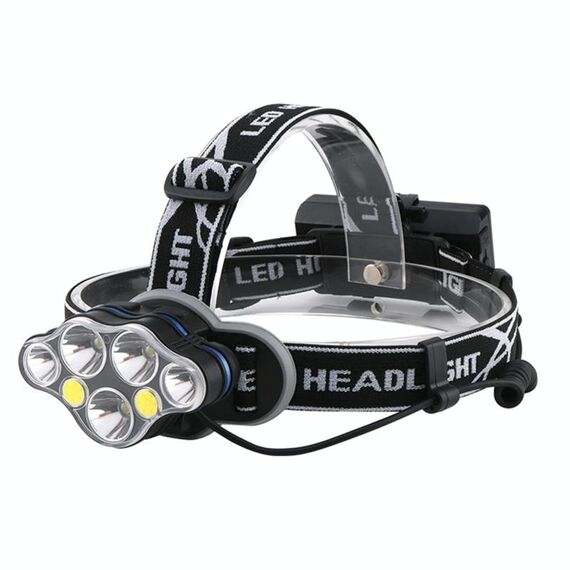 Faro impermeabile da pesca all'aperto ricaricabile tramite USB a 7 LED 7000K ad alta potenza (proiettore + cavo USB)