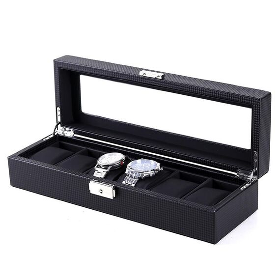Scatola per orologi con motivo intrecciato in pelle PU Scatola per esposizione di gioielli, colore: 6 bit