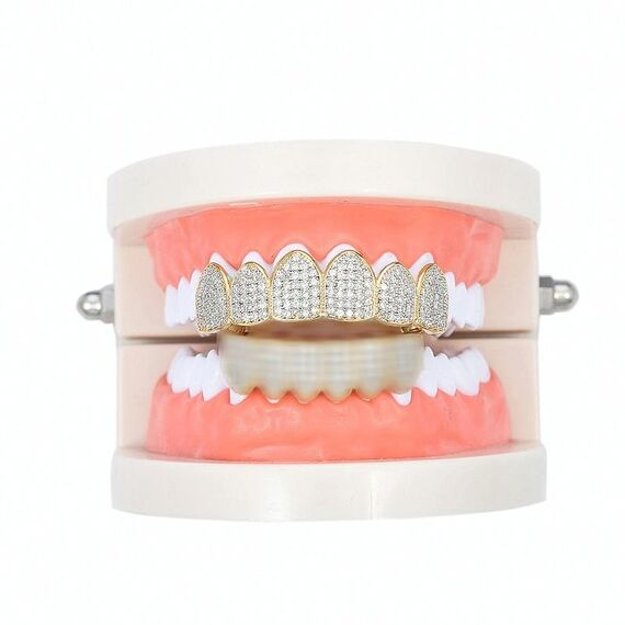 Accessori per Halloween Bretelle hip-hop con micro zirconi intarsiati, colore: oro