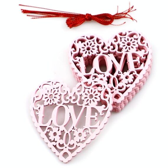2 confezioni San Valentino Forniture per matrimoni Hollow Love Decoration Piccolo ciondolo JM01769
