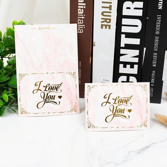 100 PCS Biglietto di auguri abbronzante San Valentino Biglietto di ringraziamento per il compleanno del negozio di fiori (Ti amo)