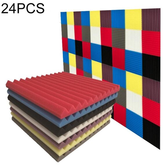 24 PCS Studio di registrazione Schiuma acustica per sala batteria, consegna a colori casuali