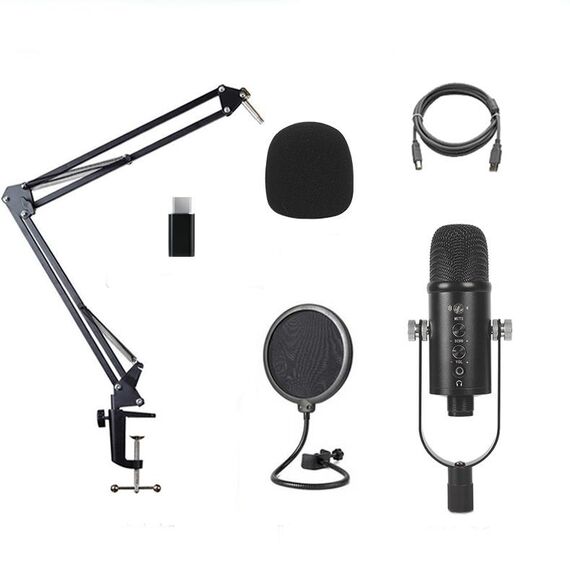 BM-86 USB Microfono a condensatore Registrazione vocale Microfono per computer Set di apparecchiature per trasmissioni dal vivo, Specifica: Set di staffe a sbalzo