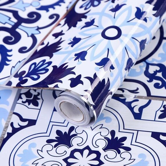 2 PCS Cucina Adesivi per muro Adesivi per muro Adesivi per piastrelle (Blue Ans Bianco Porcellana)