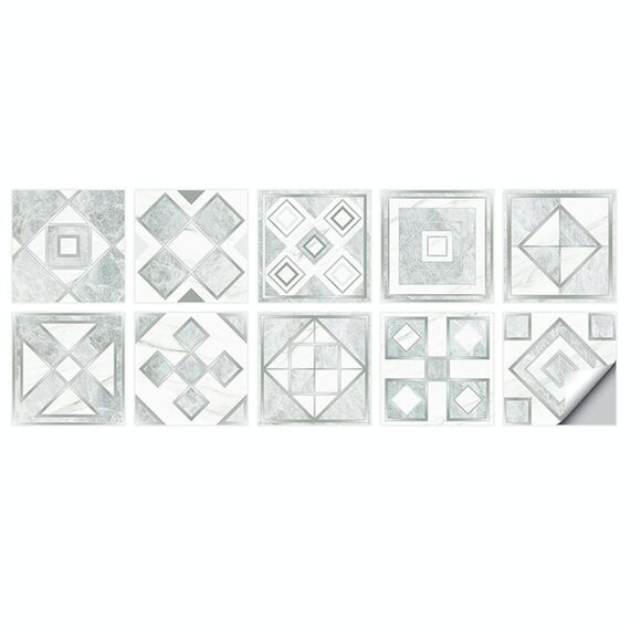2 Set Geometric Pattern Staircase Adesivo da parete Adesivo Cucina Stufa Acqua e olio Adesivi a prova di olio, Specifiche: L: 20x20cm (HT-013 Argento)