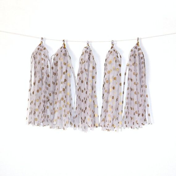 6 confezioni Nappe di carta a pois colorate Decorazione della stanza di compleanno Ghirlanda di nastri (TM-005 Golden Dot)
