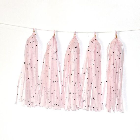 Ghirlanda di nastro per decorazioni per la stanza di compleanno con nappe di carta a pois colorati da 6 confezioni (TX-008 Star Moon Pink)