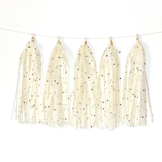 Ghirlanda di nastro per decorazioni per la stanza di compleanno con nappe di carta a pois colorati da 6 confezioni (TX-009 Star Moon Beige)