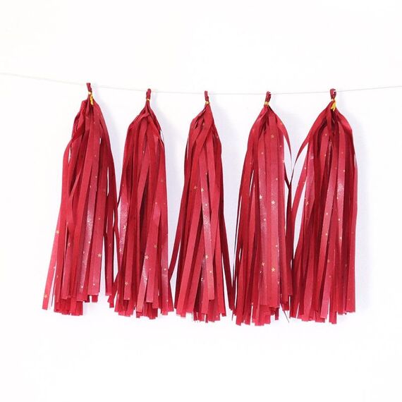 6 confezioni Nappe di carta a pois colorati Decorazione della stanza di compleanno Ghirlanda di nastri (TX-0010 Star Moon Red)