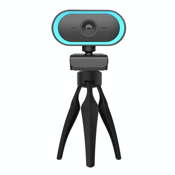 C11 2K Qualità dell'immagine HD senza distorsione 360 ​​gradi Ruota microfono integrato Suono Videocamere nitide con treppiede (blu)