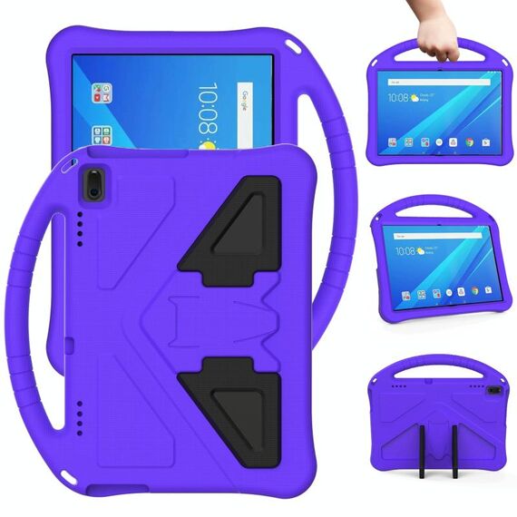 Per Lenovo Tab 4 10 Plus TB-X704F / N / L / V Guscio protettivo anti caduta piatto EVA con supporto (viola)