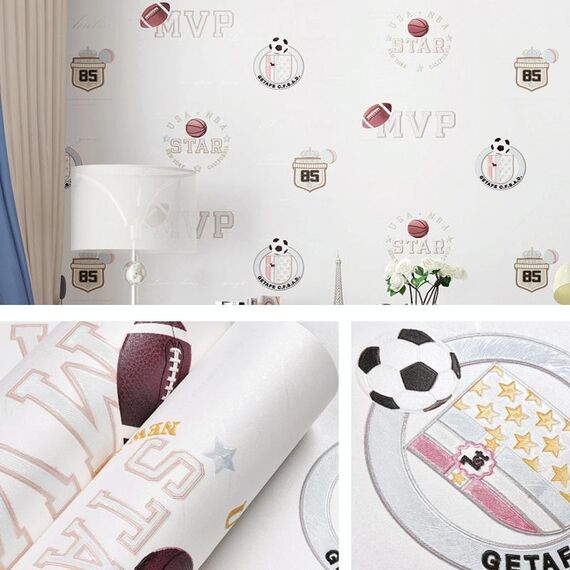 0.53 x 3m Stelle 3D Moon Carta da parati autoadesiva Adesivo murale per bambini mediterraneo (3005 beige)