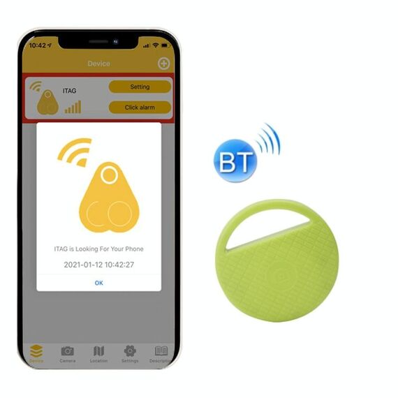 HYC-S9 2 PCS Round Bluetooth Object Finder Localizzatore di localizzazione del telefono cellulare Allarme bidirezionale anti-smarrimento (verde)