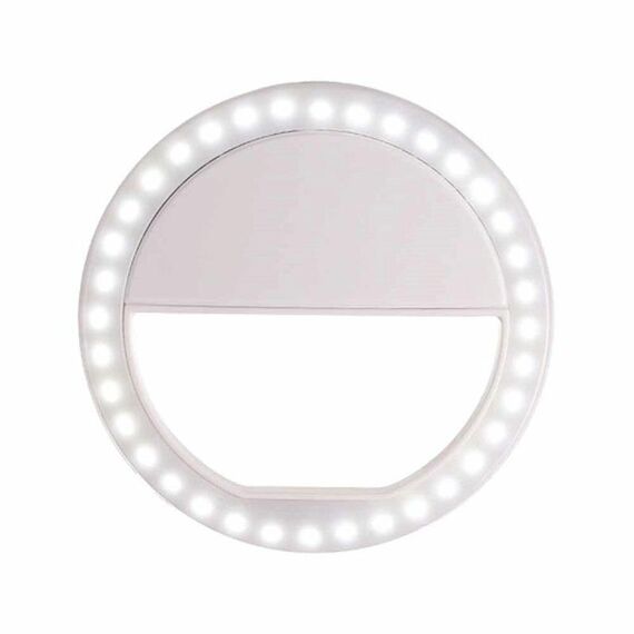 Torcia a LED con luce di riempimento per selfie con telefono cellulare a forma di anello da 2 pezzi per fotografia dal vivo (bianca)