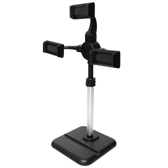 Staffa per telefono cellulare per tablet desktop con telaio live a regolazione telescopica, specifica: K06 a tre posti (nero)