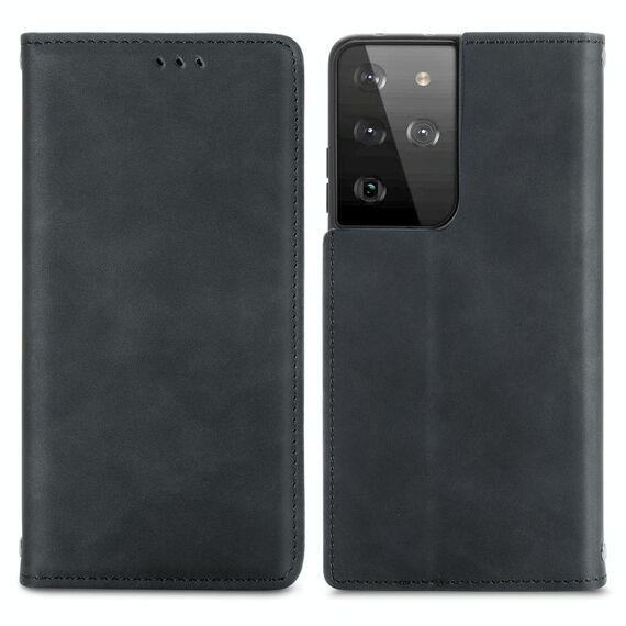 Per Samsung Galaxy S21 Ultra retrò Skin Self Business Business Business Geator Horizontal Custodia in pelle flip con supporto e carte Slot & Portafoglio e cornice fotografica (nero)