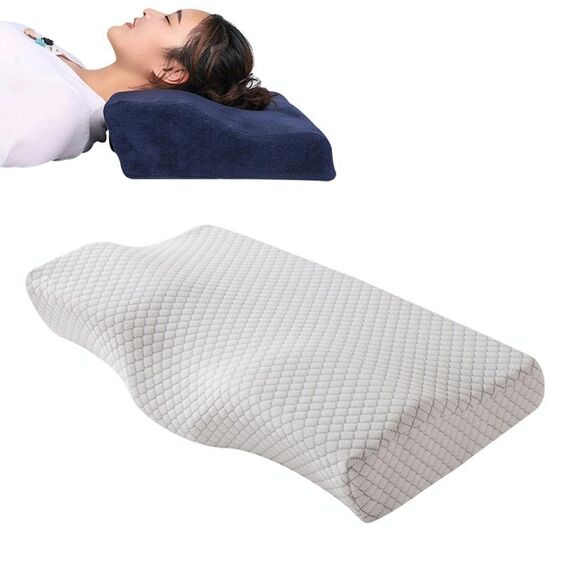 Farfalla Forma Memory Foam Snorking Pillow Cuscino Slow Rebound Assistenza sanitaria Cuscino cervicale, Dimensioni: 62x34x12x6cm (grigio diamante)